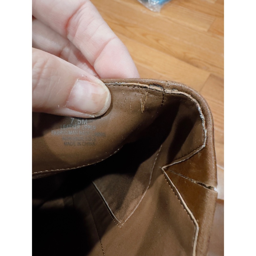 Gianni Bini Brown Leather Studded Tall Riding Boots Womens 7.5M Knee High Zipper - Picture 6 of 9
